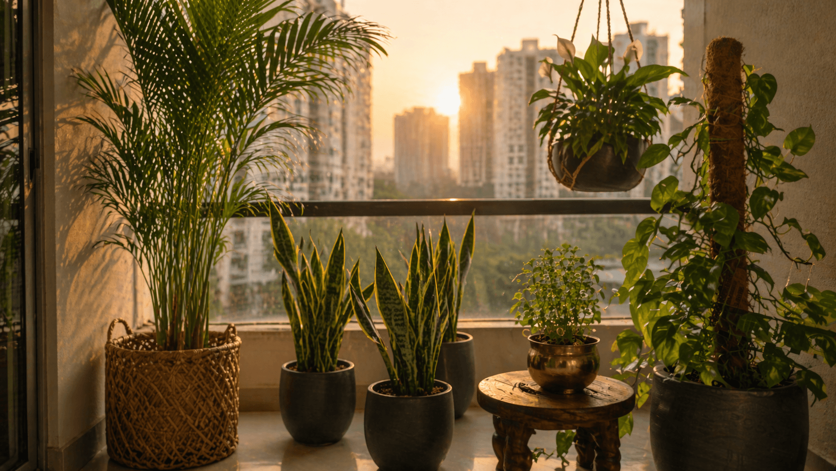 Balcony Gardens for NCR Flats 2026 — 10 Air-Purifying Plants That Actually Survive Delhi's AQI 300+ Winters